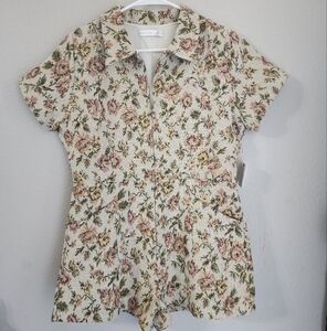 Altar'd State Floral Jumpsuit - Cream and Pink